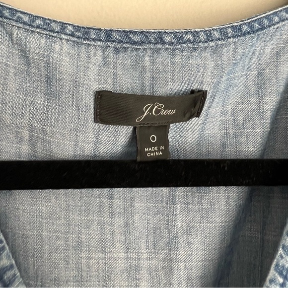 2/25 J Crew Denim Chambray Wrap Dress Ruffle Sleeveless Blue Jean springtime - Picture 5 of 9